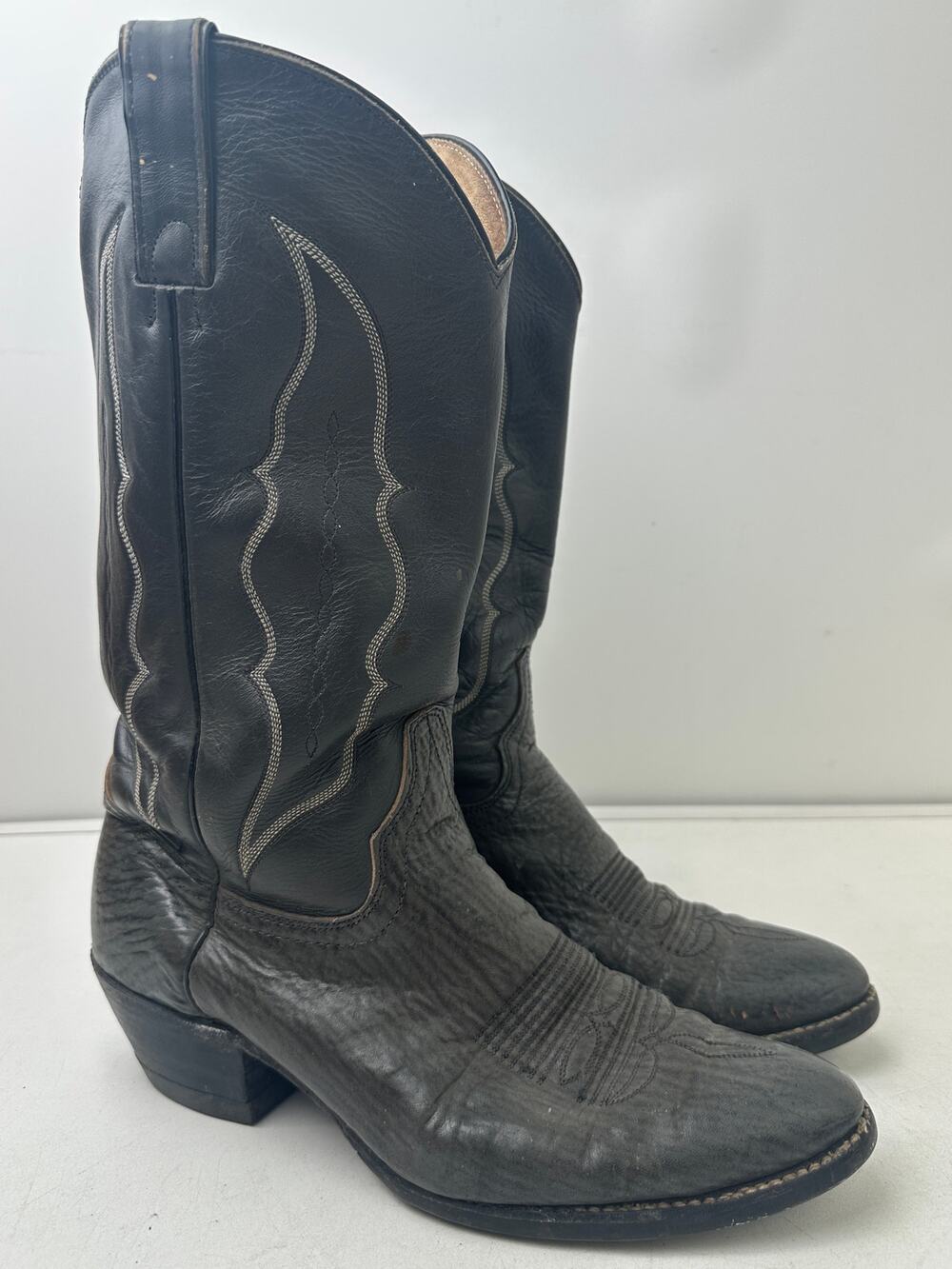 Vintage Abilene Exotic Dark Gray Sharkskin Western Cowboy Boots Men's Sz 9